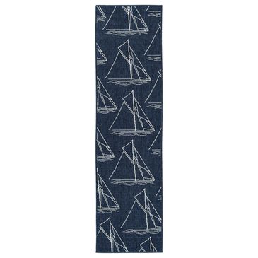 Kaleen Rugs Amalie AML03-22 2"2" x 8" Navy and Ivory Indoor/Outdoor Runner, , large