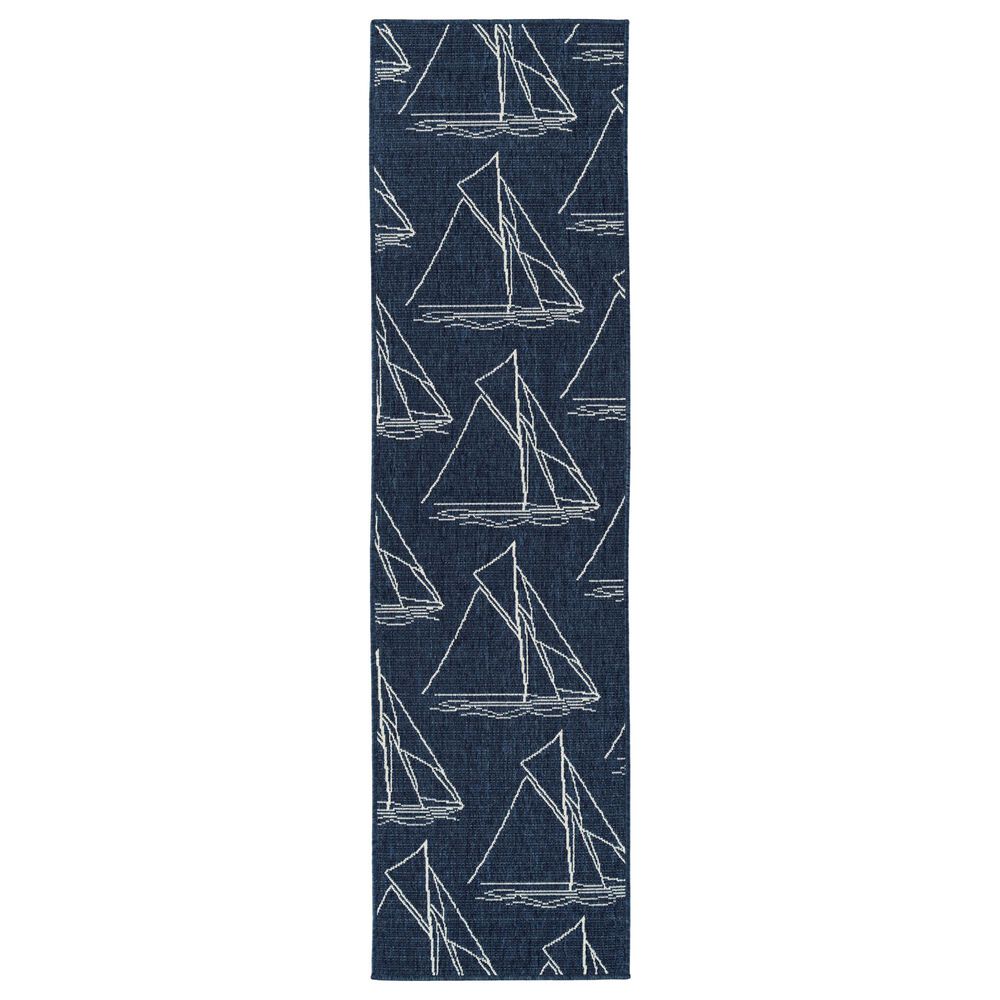 Kaleen Rugs Amalie AML03-22 2"2" x 8" Navy and Ivory Indoor/Outdoor Runner, , large