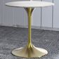 Leisuremod LeisureMod Verve Collection 27 Round Dining Table, Brushed Gold Base with Sintered Stone White Top, , large