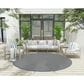 Nourison Courtyard Ivory and Blue 8" Round Indoor/Outdoor Area Rug, , large