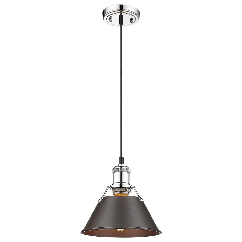 Golden Lighting Orwell 1-Light Small Pendant with Rubbed Bronze Shade in Chrome, , large