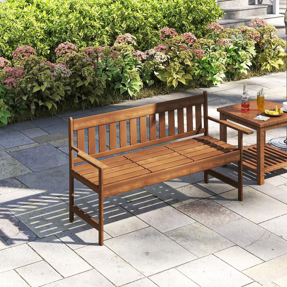 Noviland Patio Occasional Bench in Teak Oil, , large