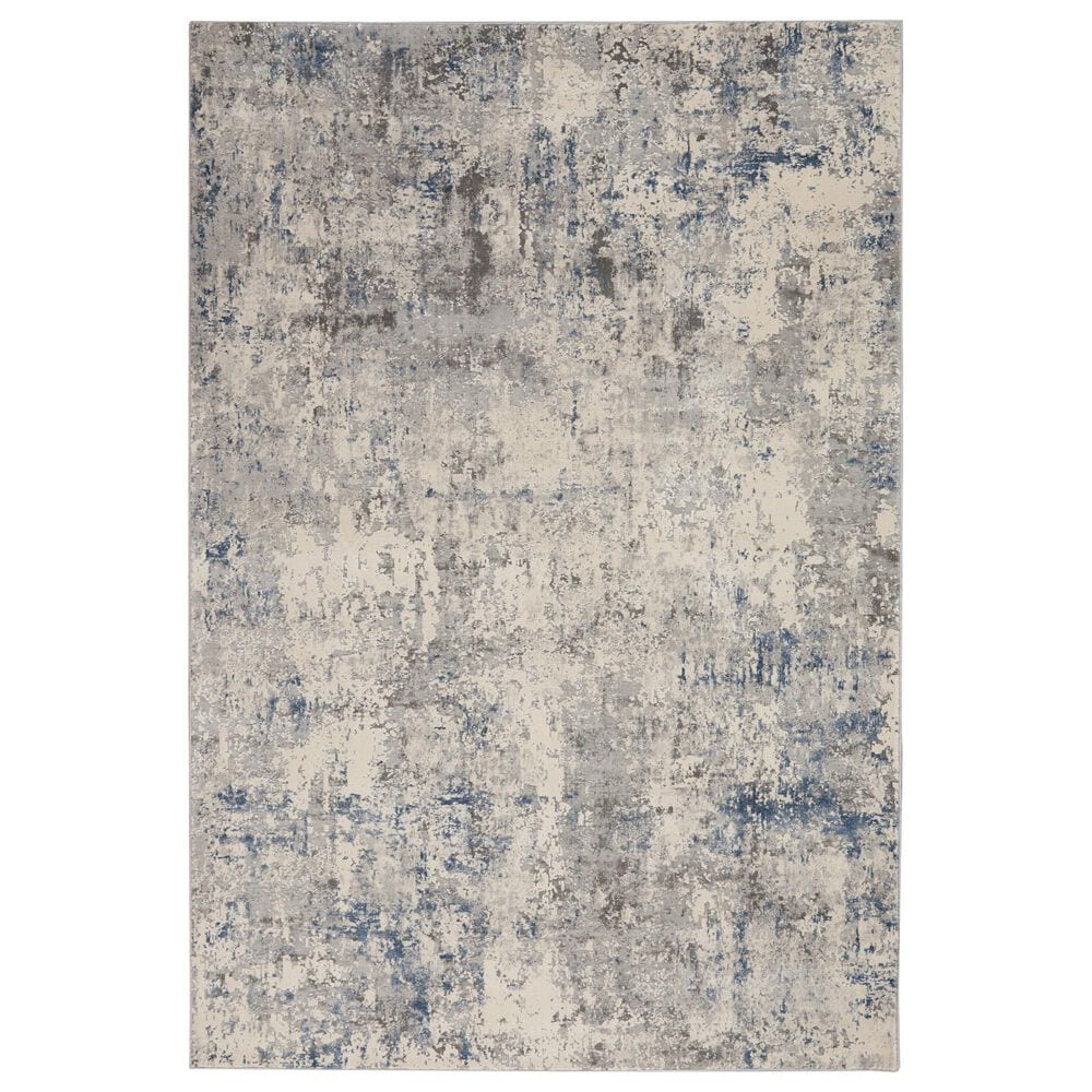 Nourison Rustic Textures Ivory, Grey and Slate Blue 5"3" x 7"3" Area Rug, , large