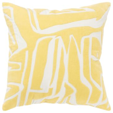 Rizzy Home 20" x 20" Abstract Down Filled Throw Pillow in Ivory and Yellow, , large