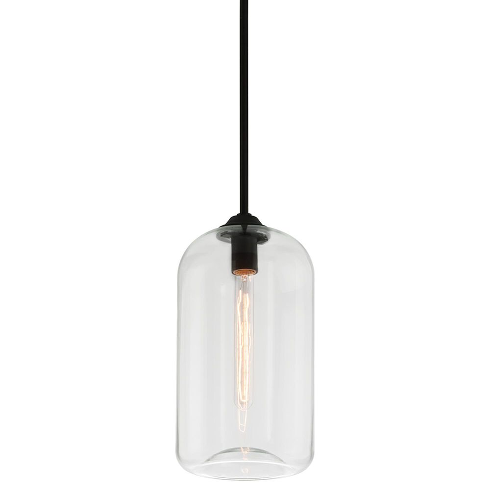 Troy Lighting District 8" 1-Light Pendant in Soft Black and Clear, , large