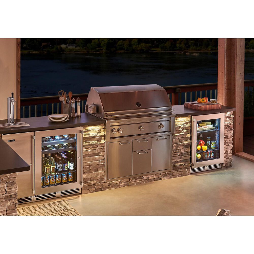 Perlick Outdoor Signature Series 5.2 Cu. Ft Compact Refrigerator with Glass Door and Left Hinge in Panel Ready and Stainless Steel, , large