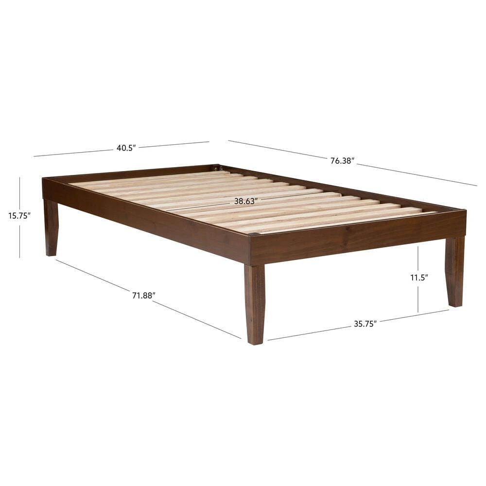 Linon Home Decor Polly Twin Platform Bed in Rich Walnut, , large
