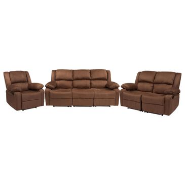 Flash Furniture Harmony 3-Piece Reclining Sofa Set in Chocolate Brown, , large