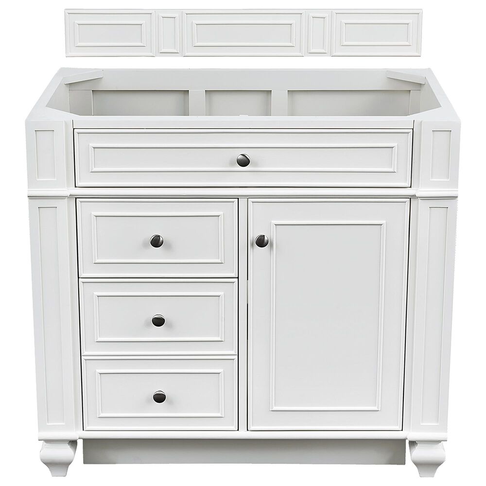 James Martin Vanities Bristol 36" Single Bathroom Vanity in Bright White with 3 cm Parisien Bleu Quartz Top and Rectangular Sink, , large