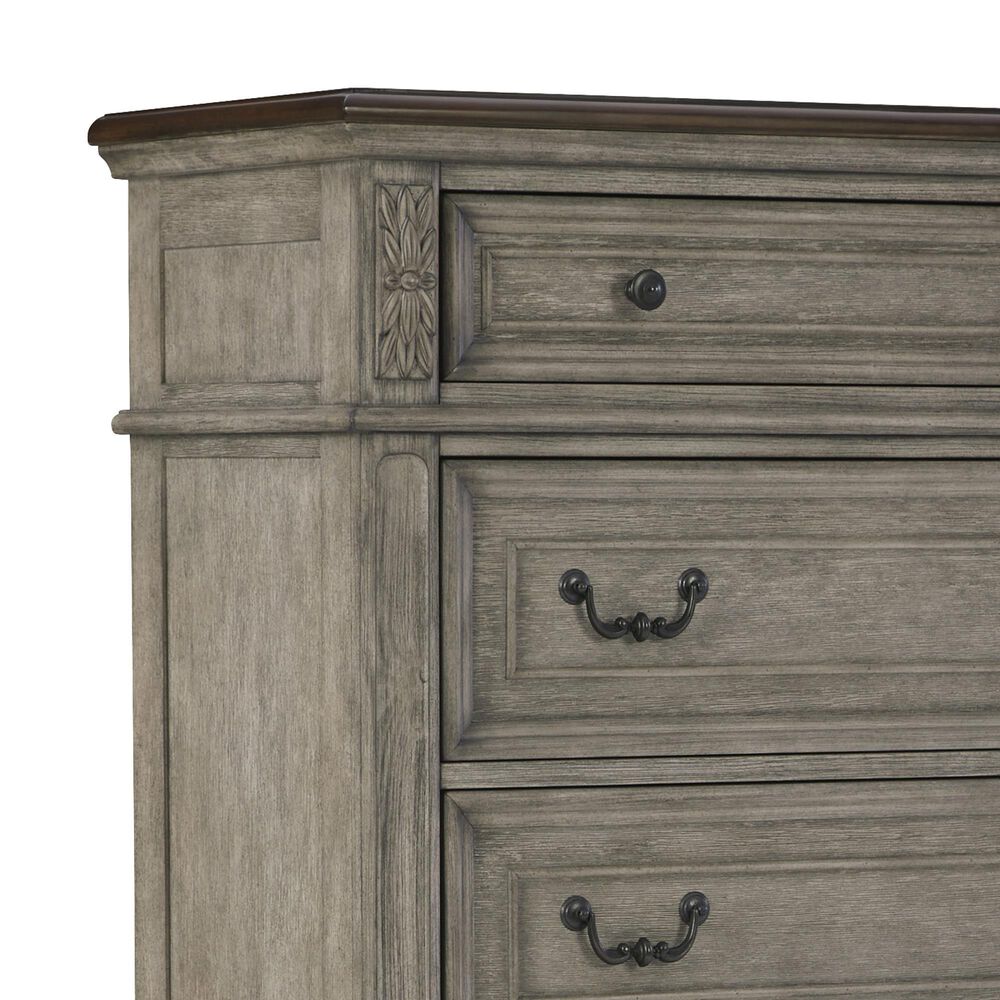 Ashley Lodenbay 5 Drawer Chest in Antiqued Gray and Walnut Brown, , large