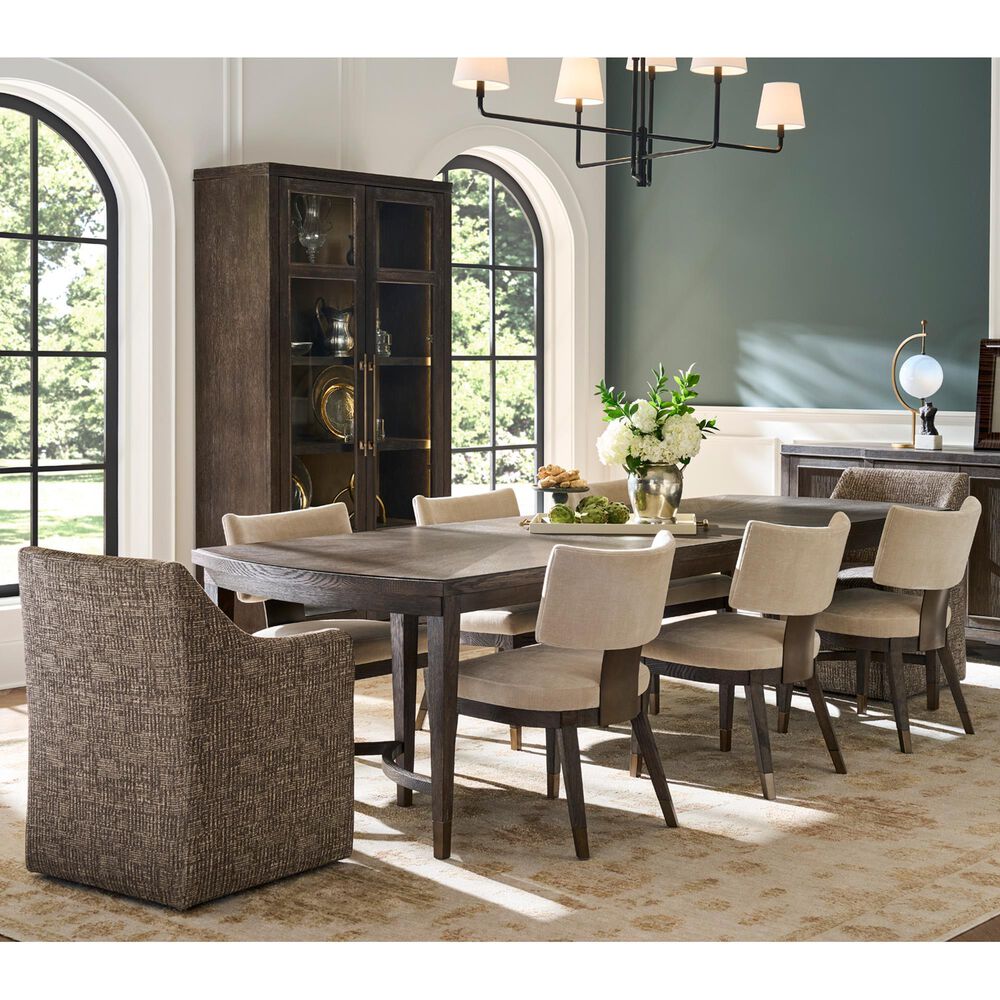 Universal Furniture Montclair and Nico 9-Piece Rectangular Dining Set in Cocoa and Smoked Gold, , large