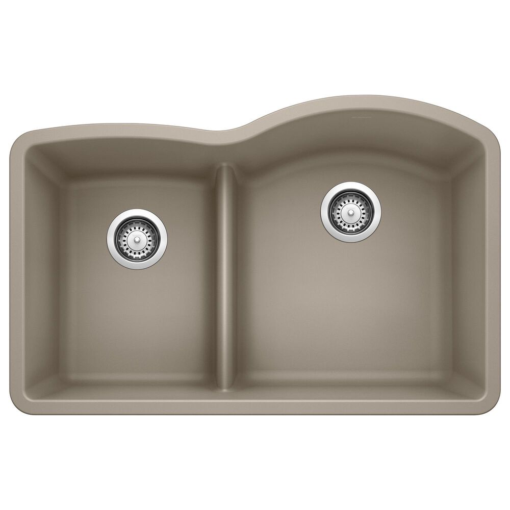 Blanco Diamond 32" 1-3/4 Reverse Double Bowl Kitchen Sink with Low Divide in Truffle, , large