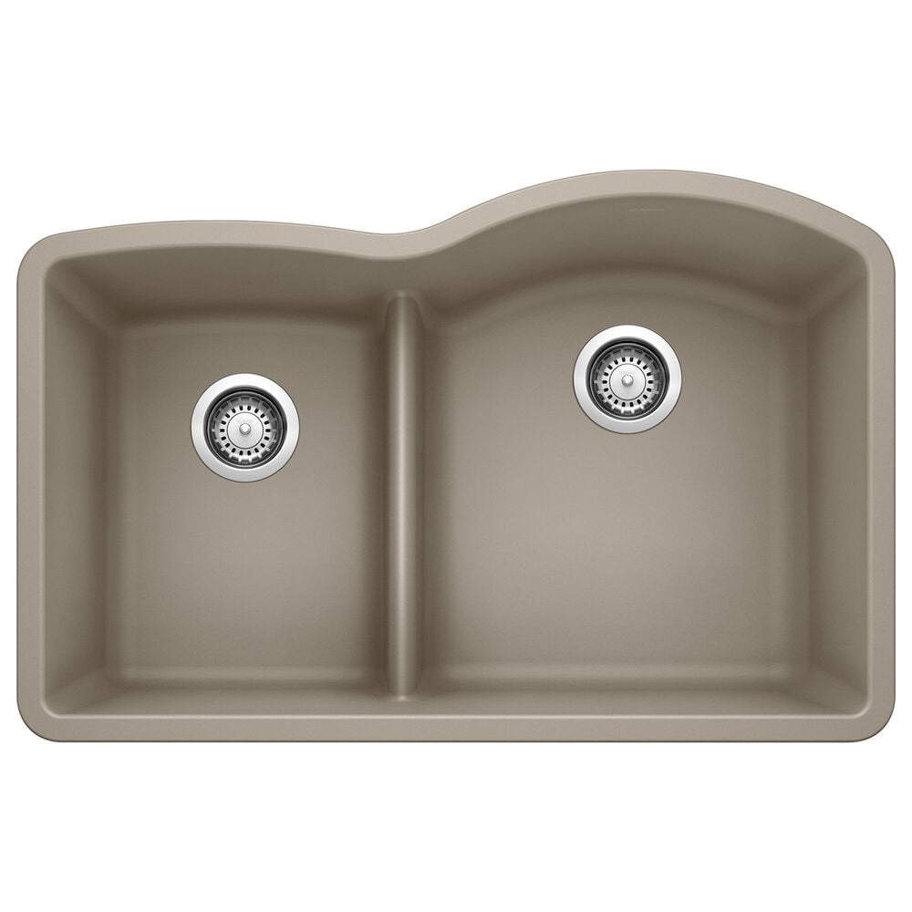 Blanco Diamond 32" 1-3/4 Reverse Double Bowl Kitchen Sink with Low Divide in Truffle, , large