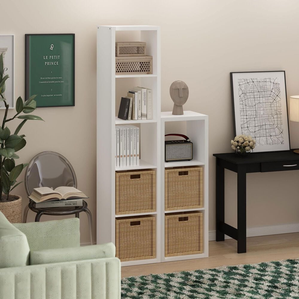 HOMLUX 3-Cube Reversible Open Back Bookshelf in White, , large