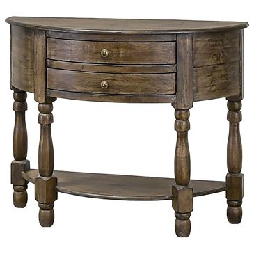 Rustic Imports Luna 2-Drawer Round Console in Mocha, , large
