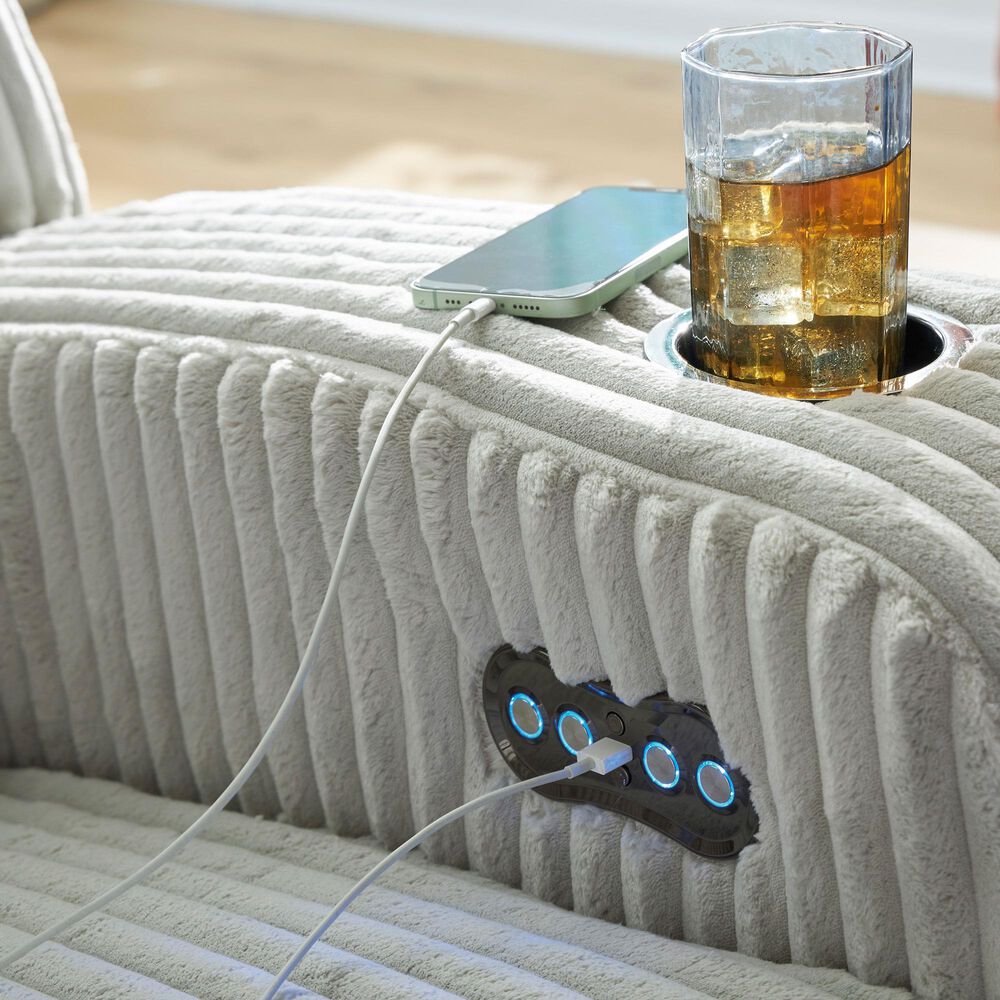 Ashley Forest Lake Power Reclining Sofa with Adjustable Headrest in Alloy Velvet, , large