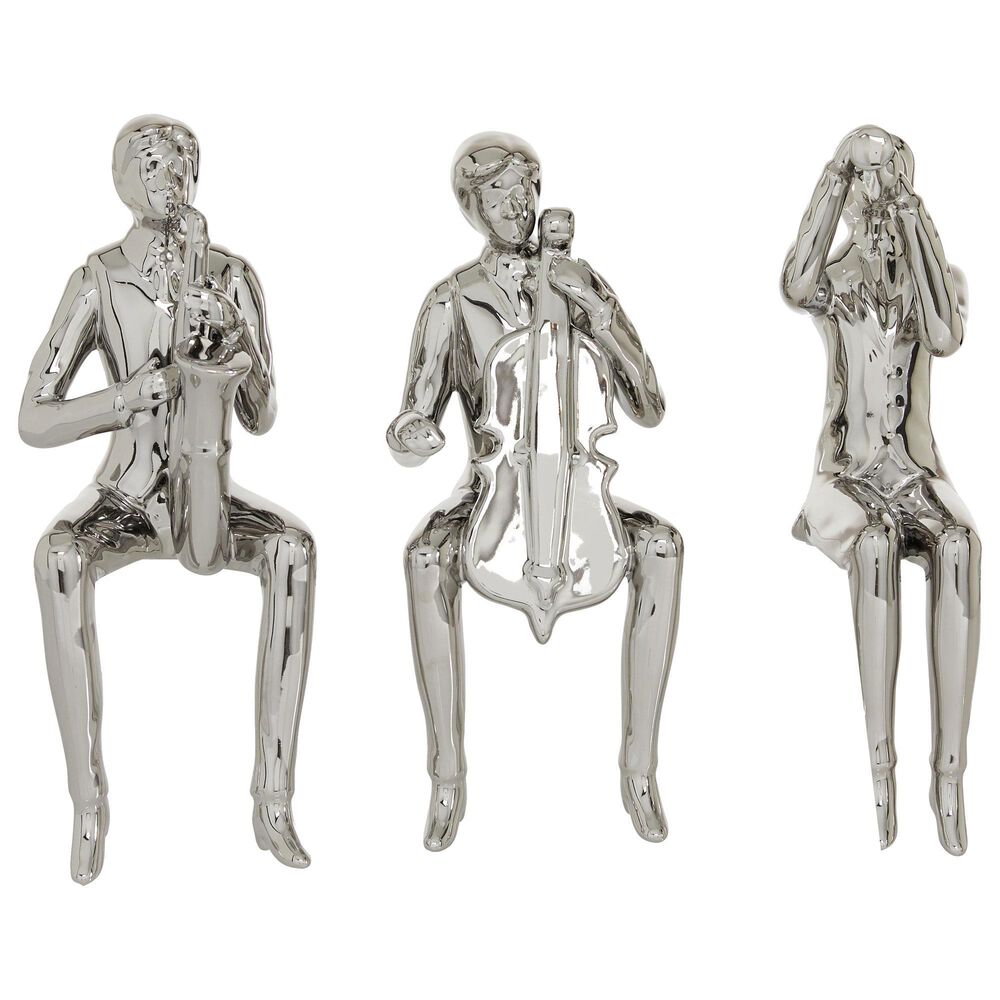 Maple and Jade Musician Sculpture in Silver (Set of 3), , large