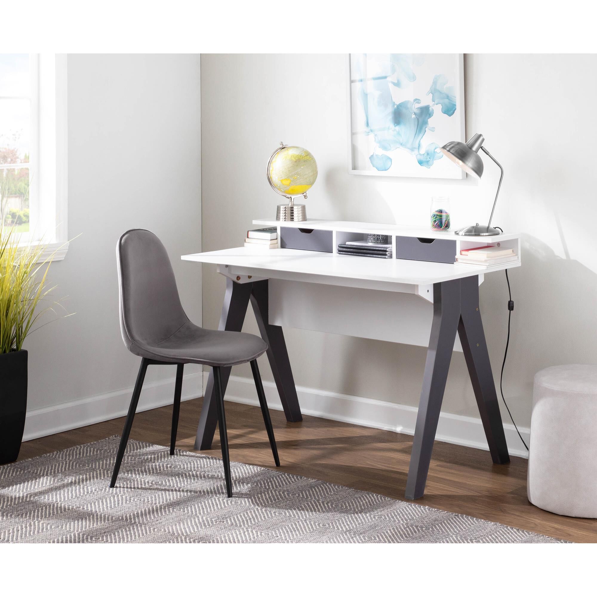 Lumisource Wishbone Desk in Grey and White NFM