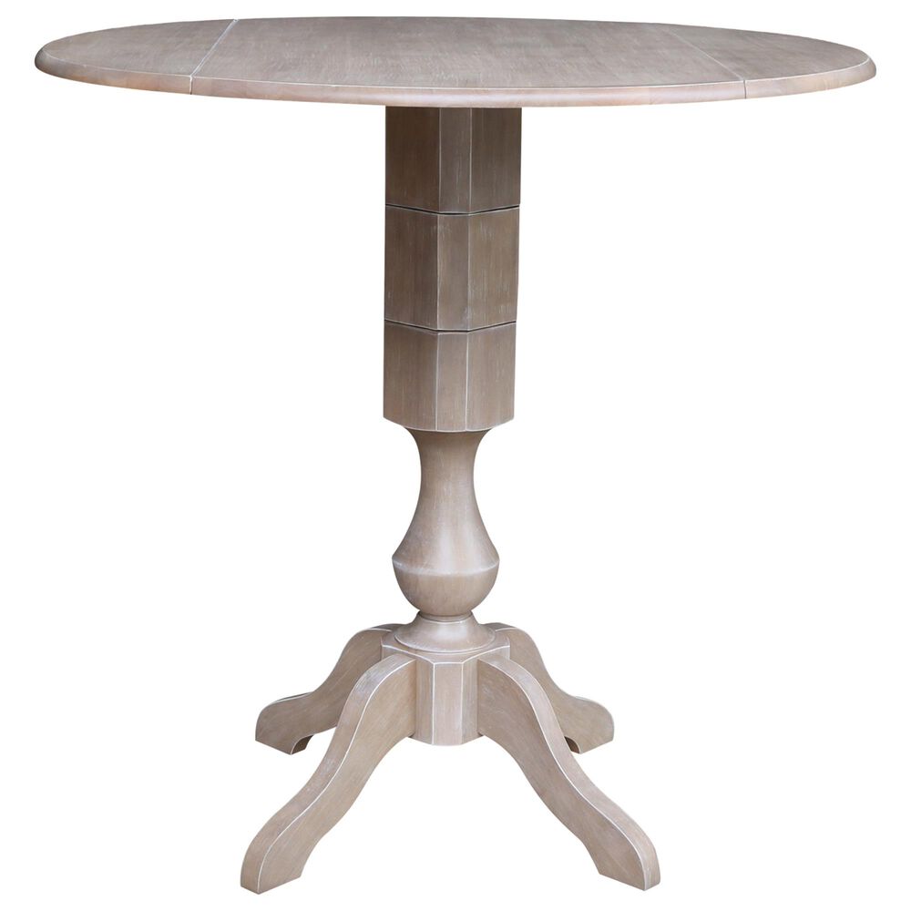 International Concepts 42" Modern Farmhouse Casual Drop Leaf Dining Table in Washed Gray Taupe, , large