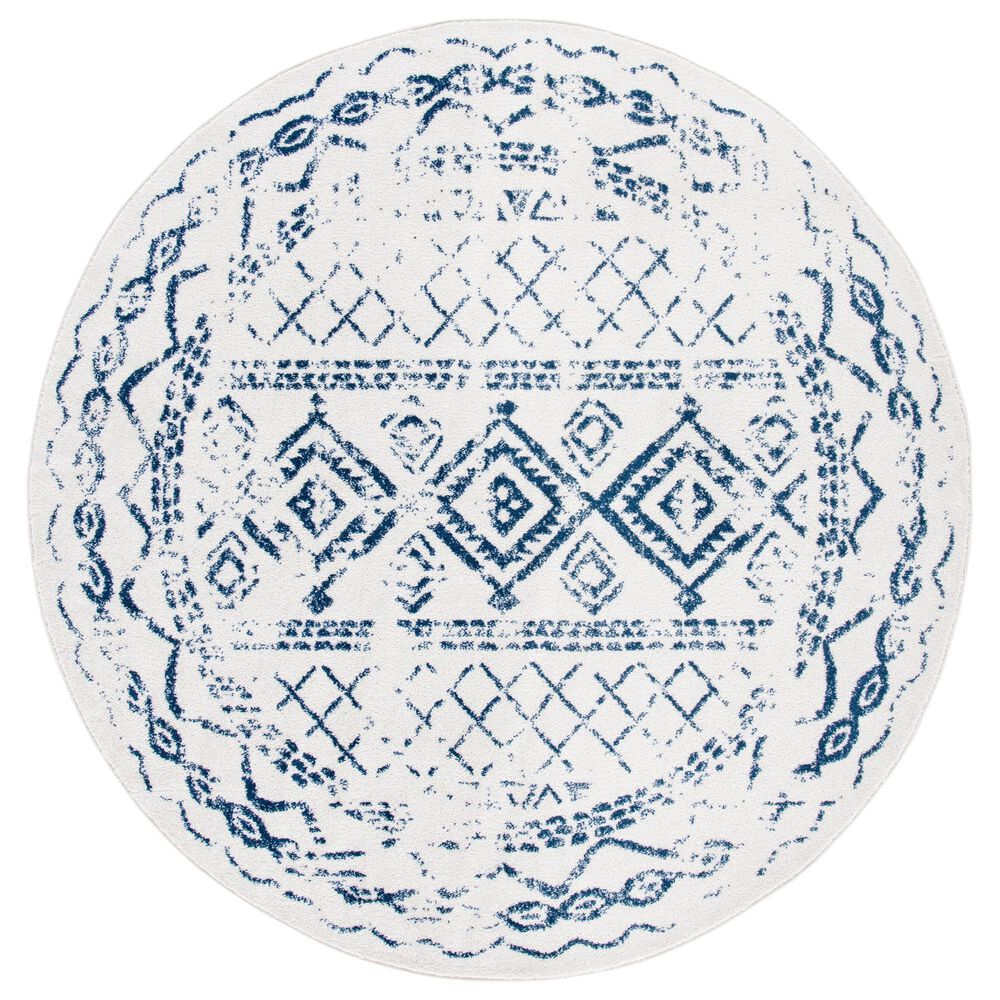 Safavieh Tulum TUL268C 6"7" Round Ivory and Navy Area Rug, , large