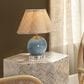 Jamie Young Nola Blown Glass Table Lamp with Raffia Shade in Blue, , large