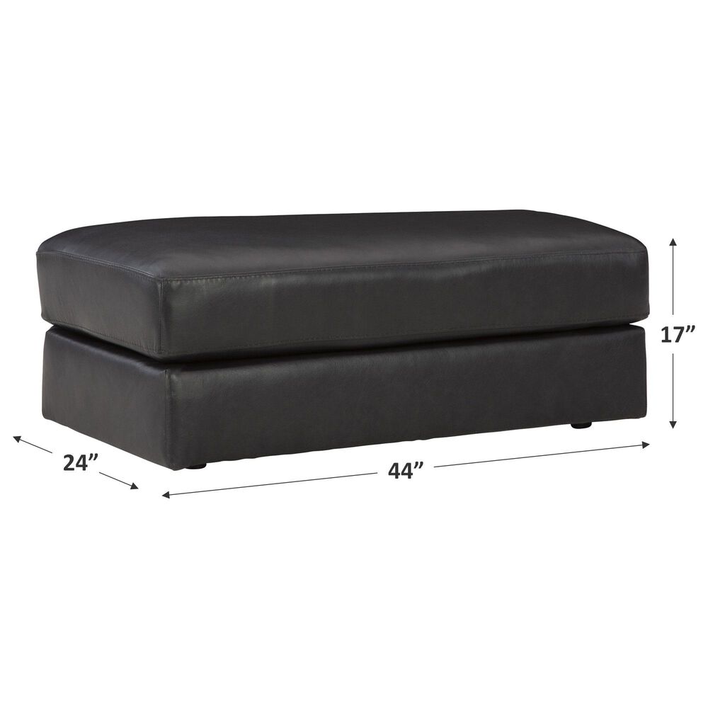 Ashley Amiata Leather Ottoman in Onyx, , large