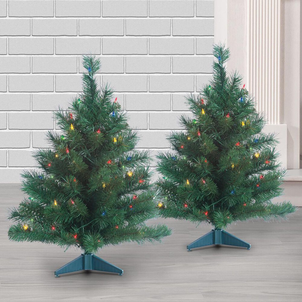 The Gerson Company 2' Colorado Spruce with 50 Multicolor Lights (Set of
