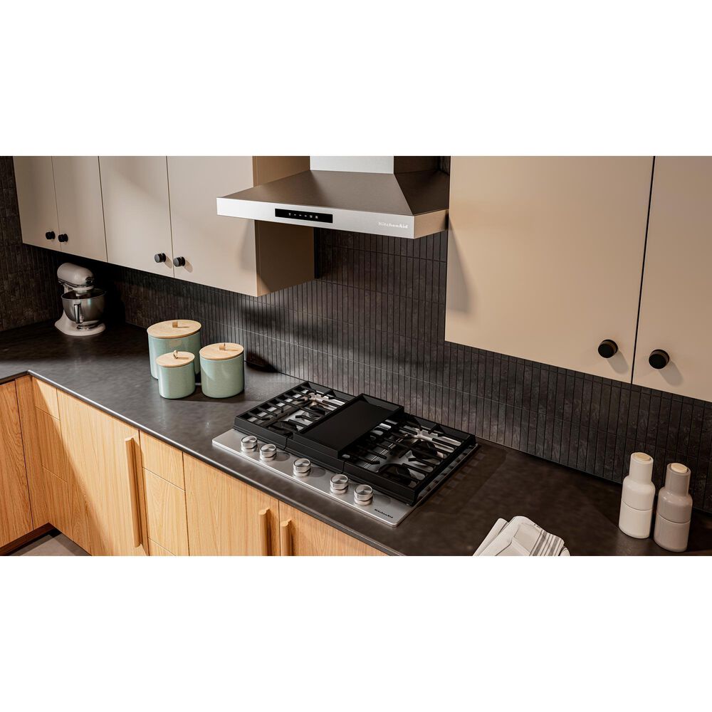 KitchenAid 30" Gas Cooktop with Aluminum Griddle and LED Backlit Knobs in Stainless Steel, , large