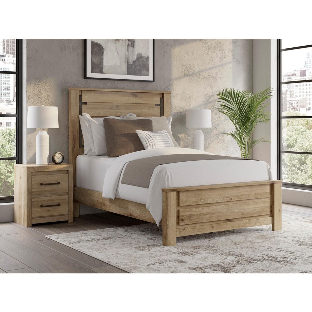 Ashley Brozmont Full Panel Platform Bed in Tan, , large