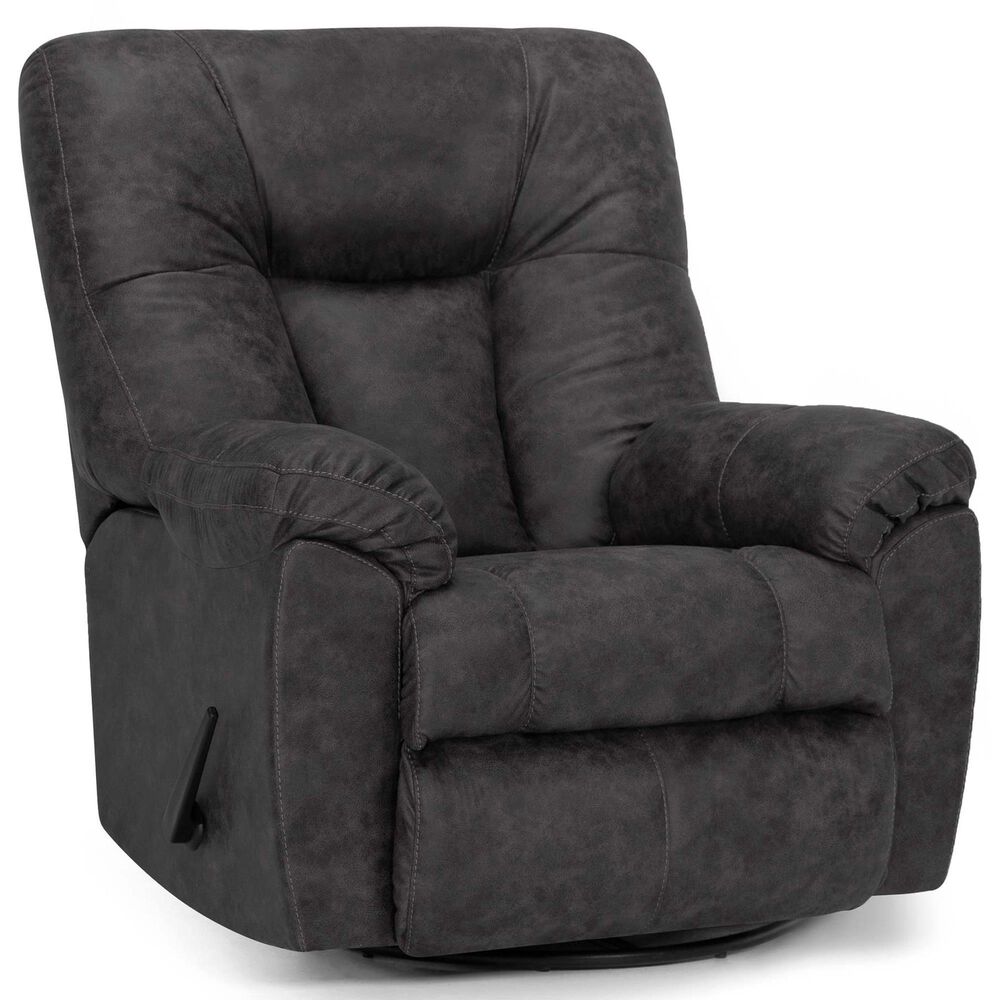 Moore Furniture Connery Manual Swivel Rocker Recliner in Amargo Slate, , large