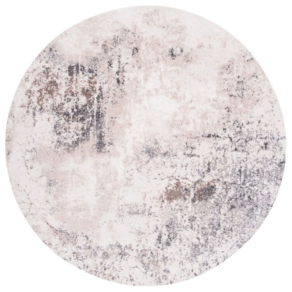Safavieh Aston ASN708 3" Round Ivory and Grey Area Rug, , large