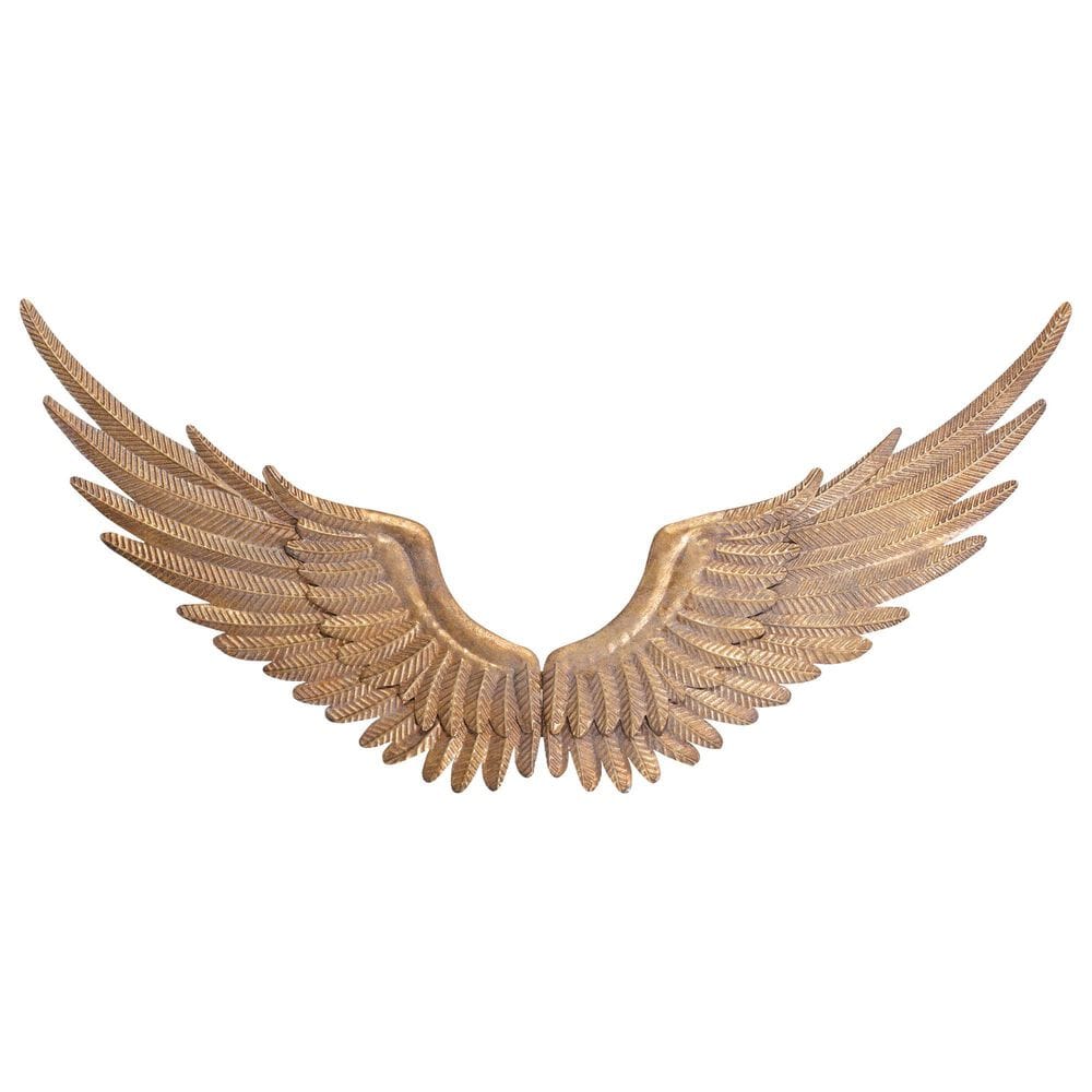 Allstate Floral 56.5" x 23.5" Angel Wing Wall Decor in Gold Antique, , large