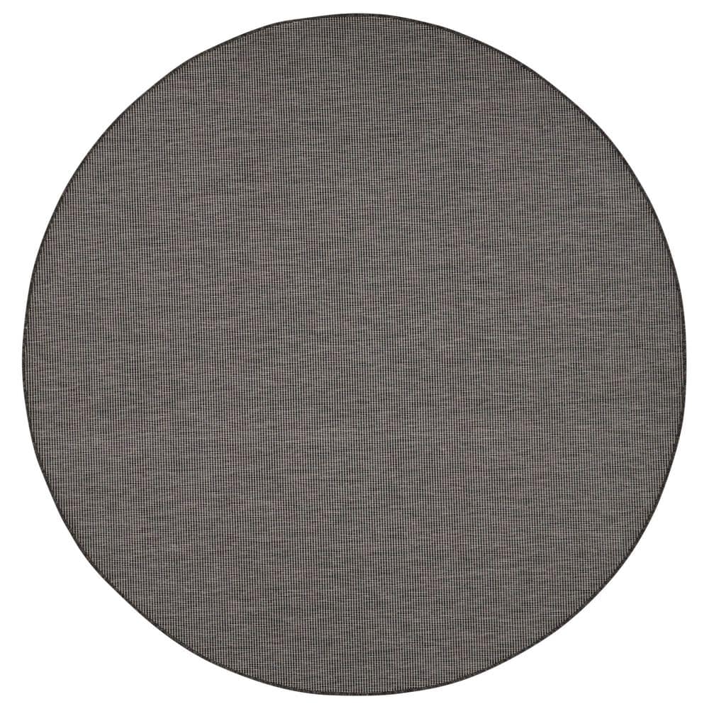 Nourison Positano 8&#39; Round Charcoal Indoor/Outdoor Area Rug, , large