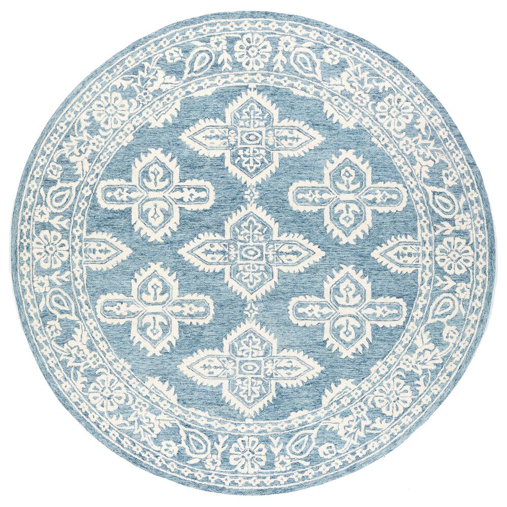 Surya Granada GND-2300 6" Round Pale Blue, Beige and Sky Blue Area Rug, , large