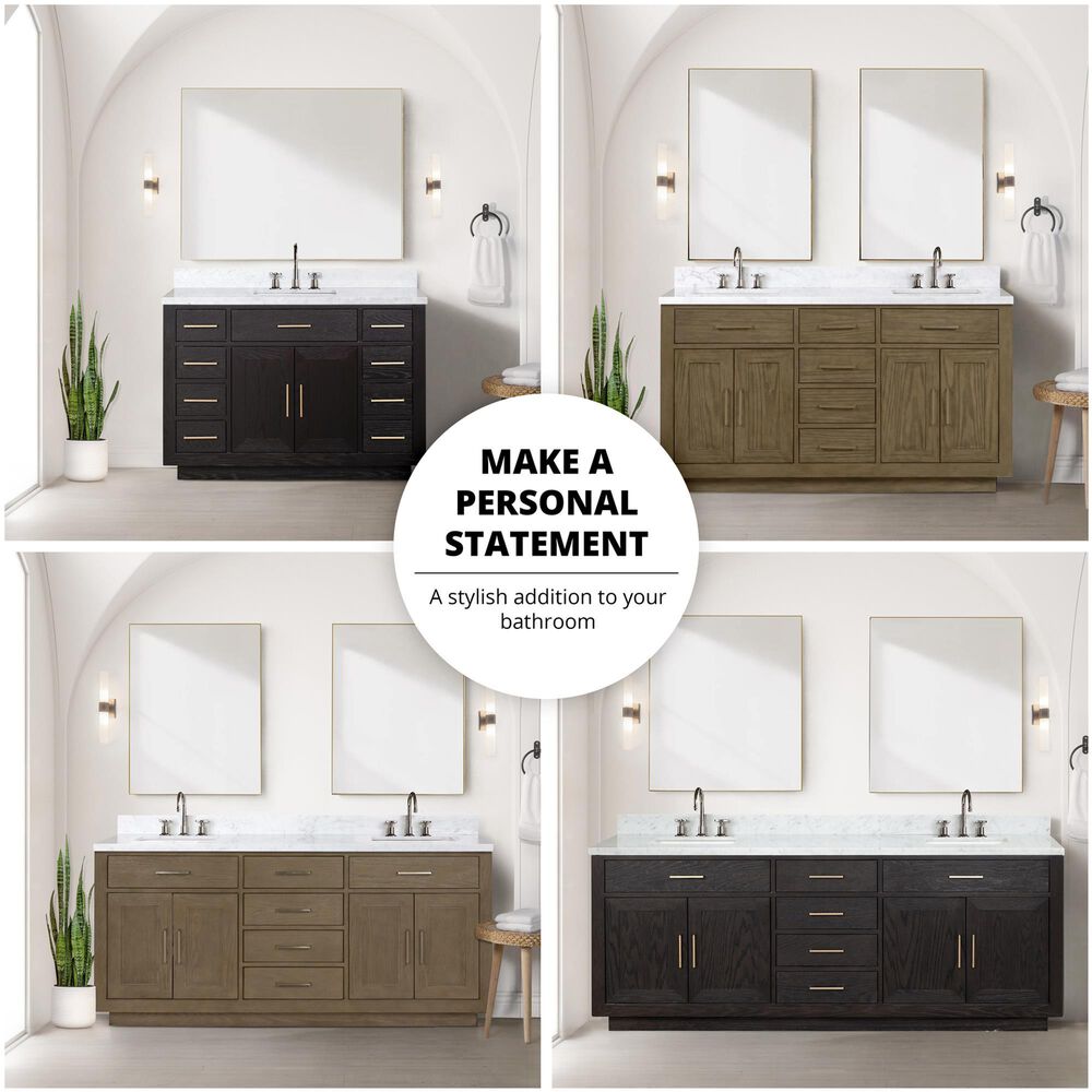 Lexora Home Abbey 84&quot; Double Bathroom Vanity in Brown Oak with 2 cm White Quartz Top and Rectangular Sinks, , large