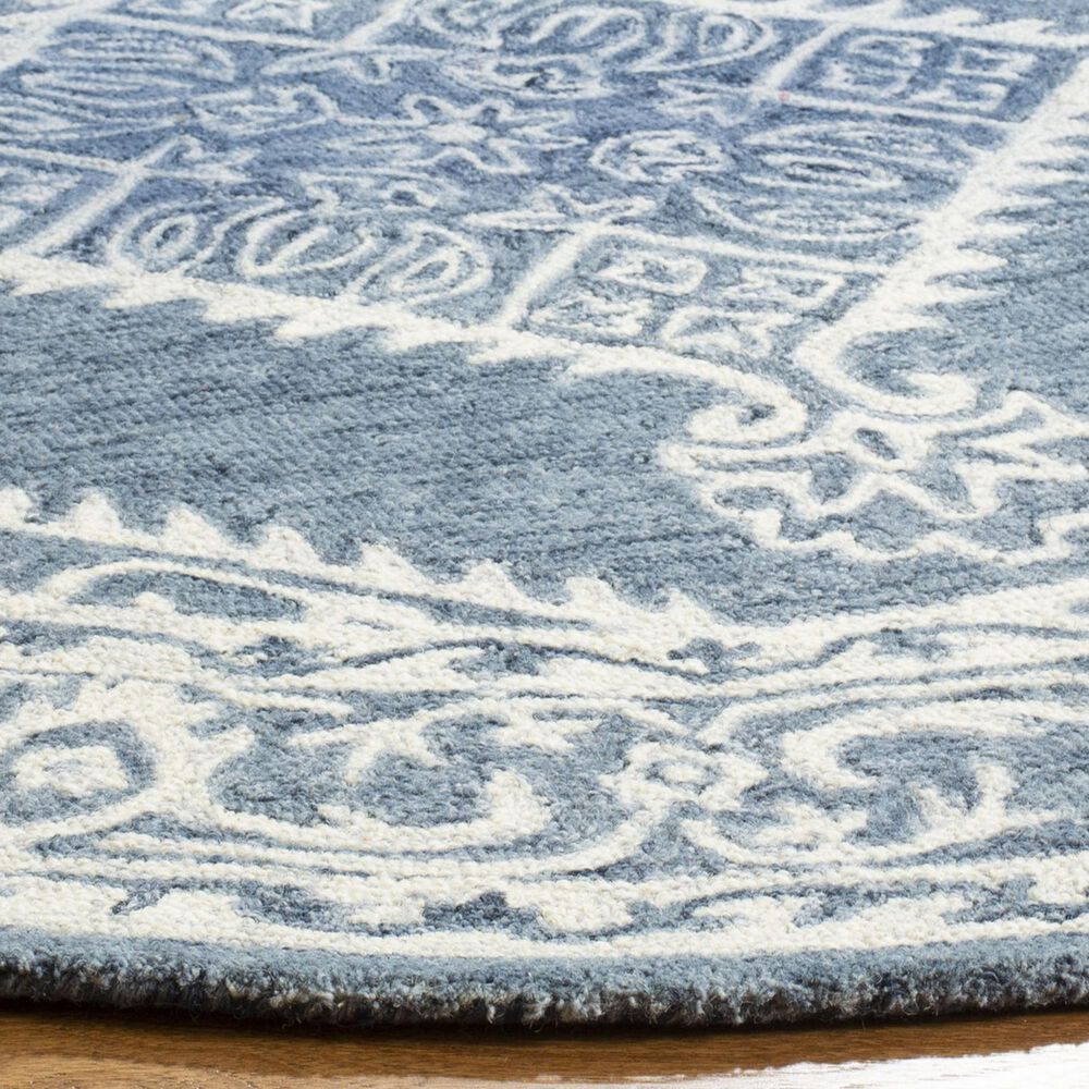 Safavieh Micro-Loop MLP605M 5&#39; Round Blue and Ivory Area Rug, , large