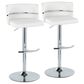 Lumisource Cinch Claire Swivel Adjustable Bar Stool with White Cushion in Chrome (Set of 2), , large