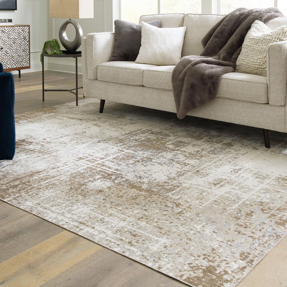 Ashley Grifflain 7&#39;10&quot; x 10&#39;3&quot; Tan, Brown and Gray Area Rug, , large