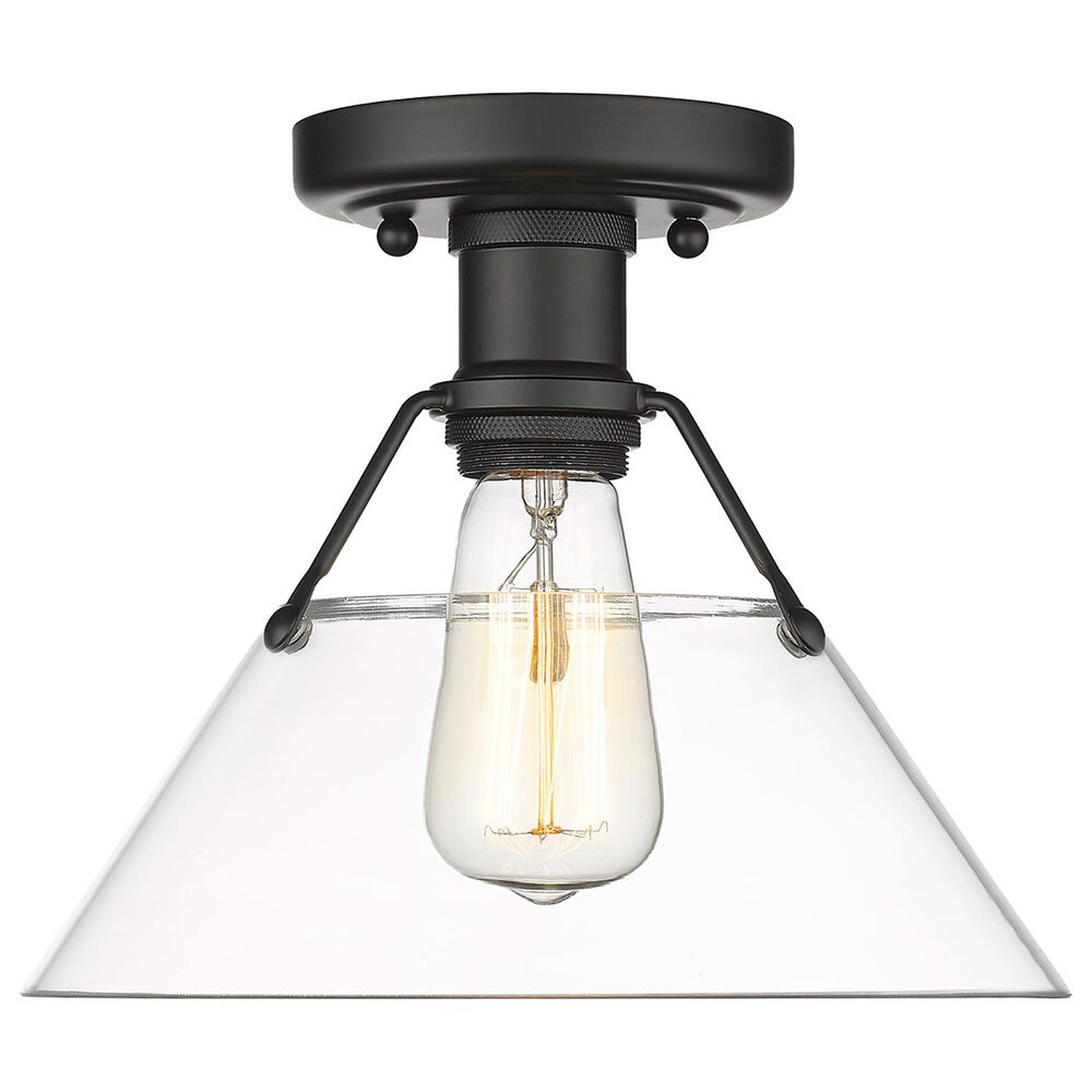Golden Lighting Orwell Flush Mount with Clear Cone in Matte Black, , large
