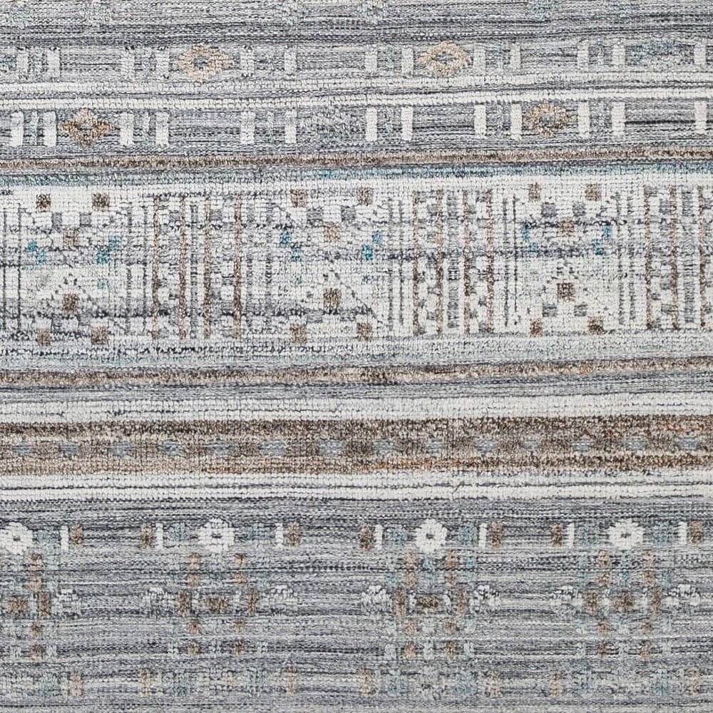 Surya Pompei 2&#39;6&quot; x 8&#39; White, Black, Metallic Silver, Gray, Brown and Sky Blue Runner, , large