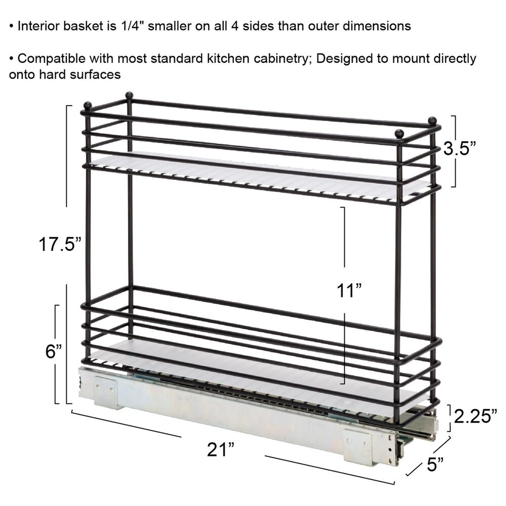 Household Essentials Glidez 2-Tier Multipurpose Pull Out/Slide Out Storage Organizer in Black, , large