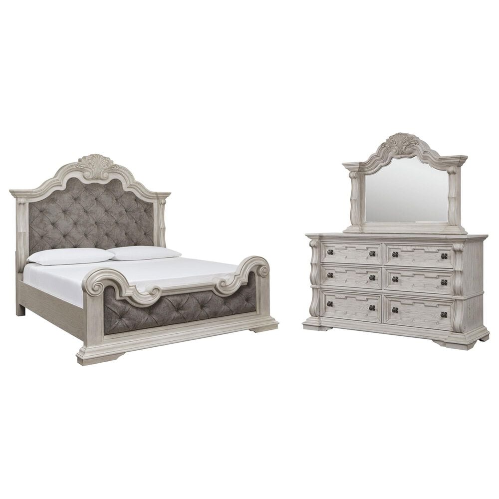 Millenium Bruchandi 3-Piece King Panel Bedroom Set in Antique White, , large