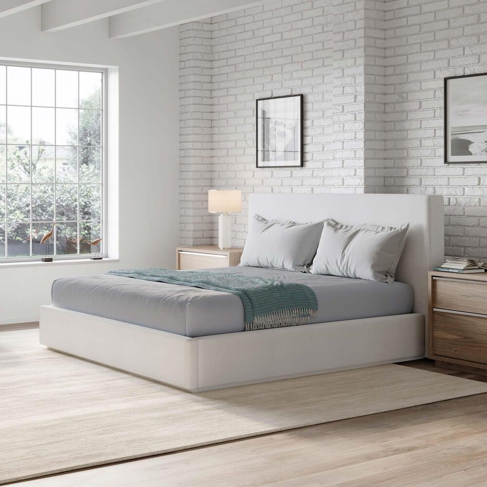 Urban Home One Pearl Queen Upholstered Panel Bed in Pearl, , large