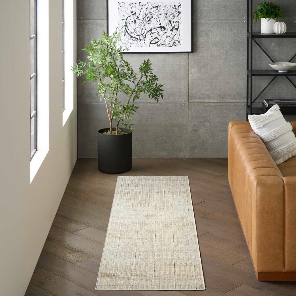 Nourison Grand Street GRN02 Ivory and Beige 2&#39;2&quot; x 10&#39; Runner, , large