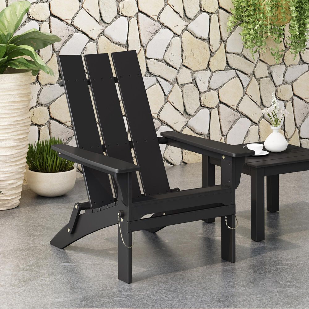 Hearth and Haven Zuma Outdoor Foldable Adirondack Chair in Black, , large