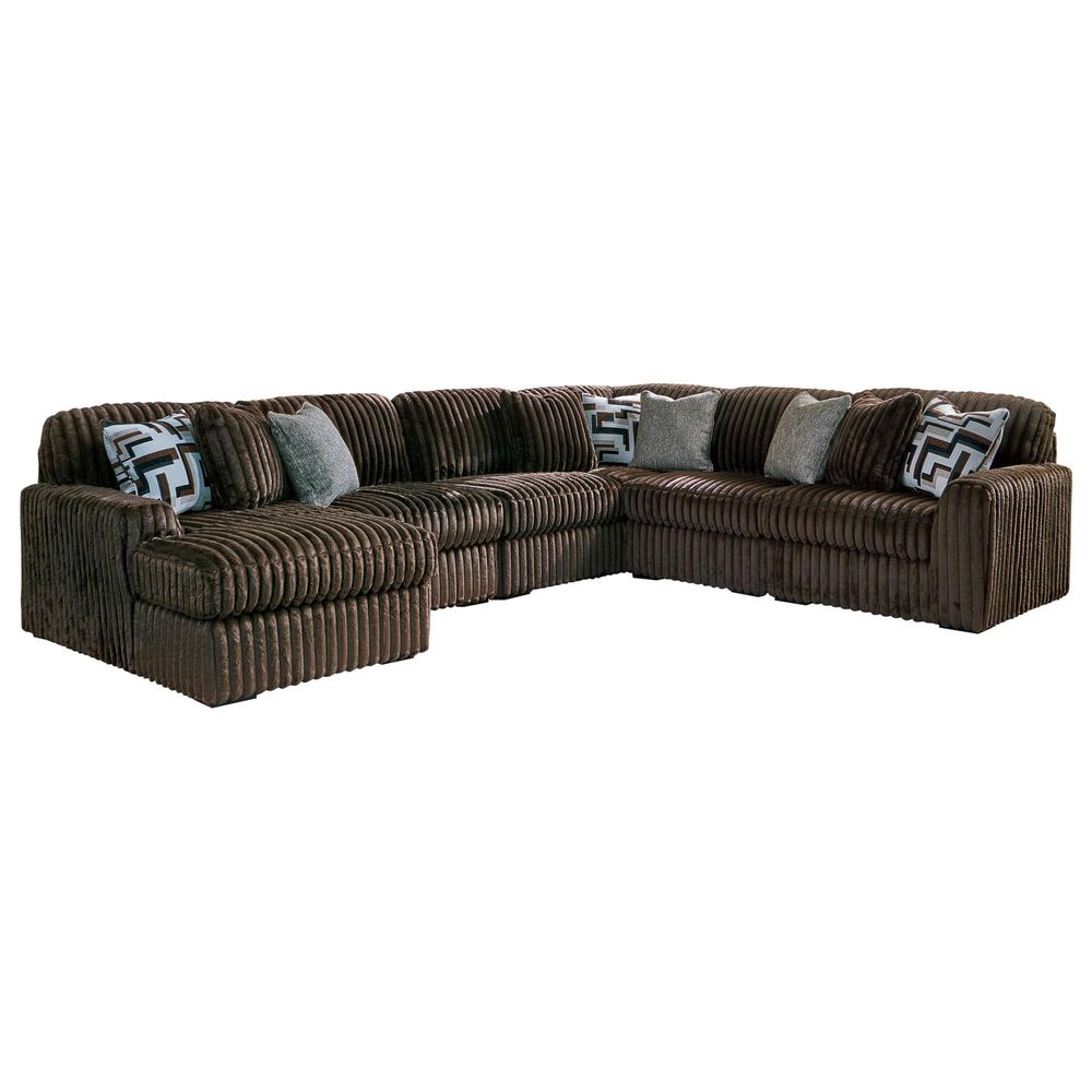 Ashley Midnight-Madness 6-Piece Left Facing Sectional with Chaise in Chocolate, , large