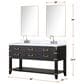 Lexora Home Norwalk 60" Double Bathroom Vanity in Black Oak with White Cultured Marble Top and Rectangle Sink, , large