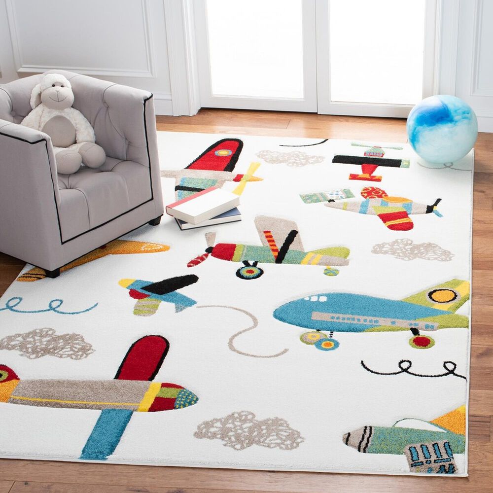 Safavieh Carousel Outer Space 3&#39;3&quot; x 5&#39;3&quot; Ivory and Blue Kids  Area Rug, , large