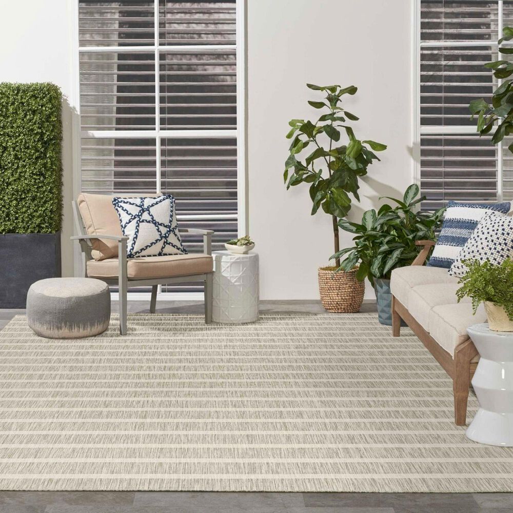 Nourison Positano POS03 Grey and Ivory 5&#39; x 7&#39; Indoor/Outdoor Area Rug, , large