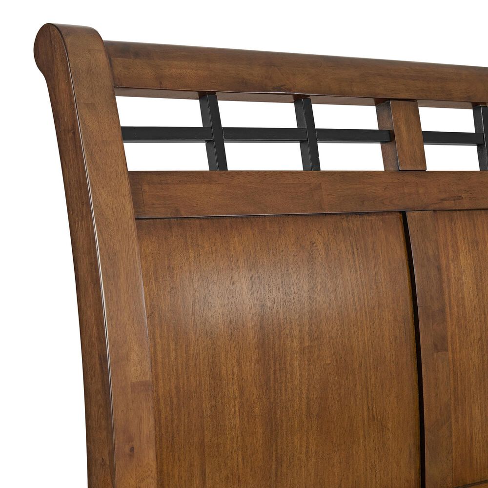 Mayberry Hill Gage Queen Sleigh Storage Bed with Dresser, Chest, and Two Nightstands in Chestnut, , large